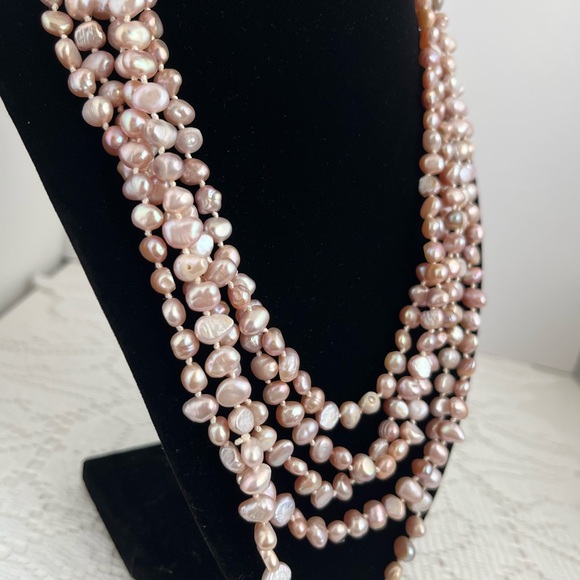 Baroque Blush Genuine Freshwater Pearl Necklace - Picture 3 of 12